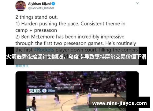 火箭选秀夜捡漏计划搁浅，乌度卡导致惠特摩尔交易价值下滑